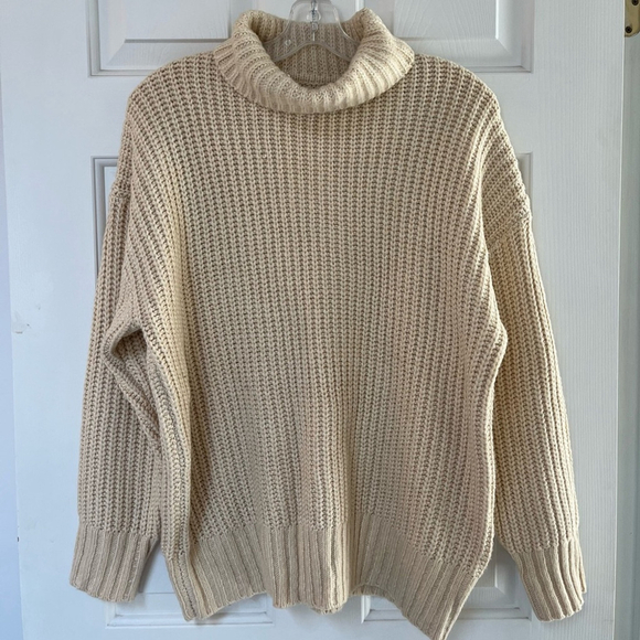 NWT Oak + Fort Chunky Turtleneck Sweater Oatmeal XXS/XS - Picture 5 of 16